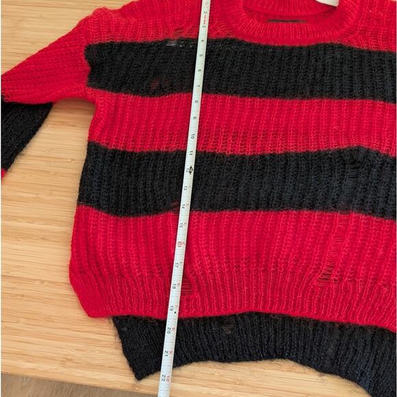 ZADIG & VOLTAIRE Black/Red Striped Gaby Mohair Wool Long Sleeve Sweater , size S - Picture 5 of 8